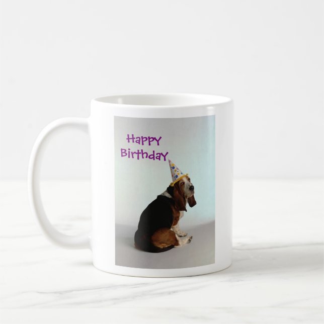 Basset Birthday Dog Coffee Mug (Left)
