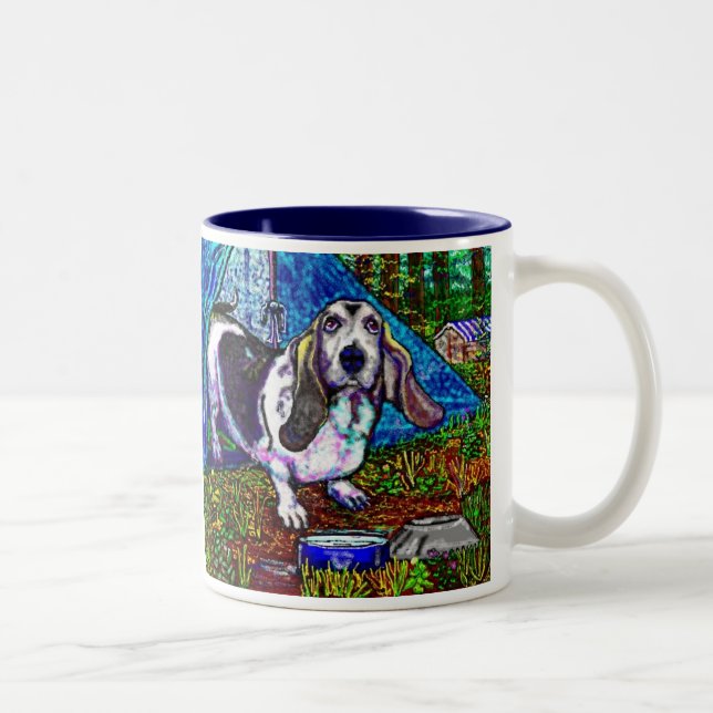 Basset Camping Two-Tone Coffee Mug (Right)