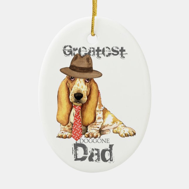 Basset Dad Ceramic Ornament (Front)