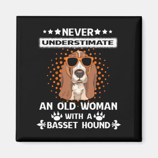 Basset Dog Lover| Never Underestimate Old Woman Magnet