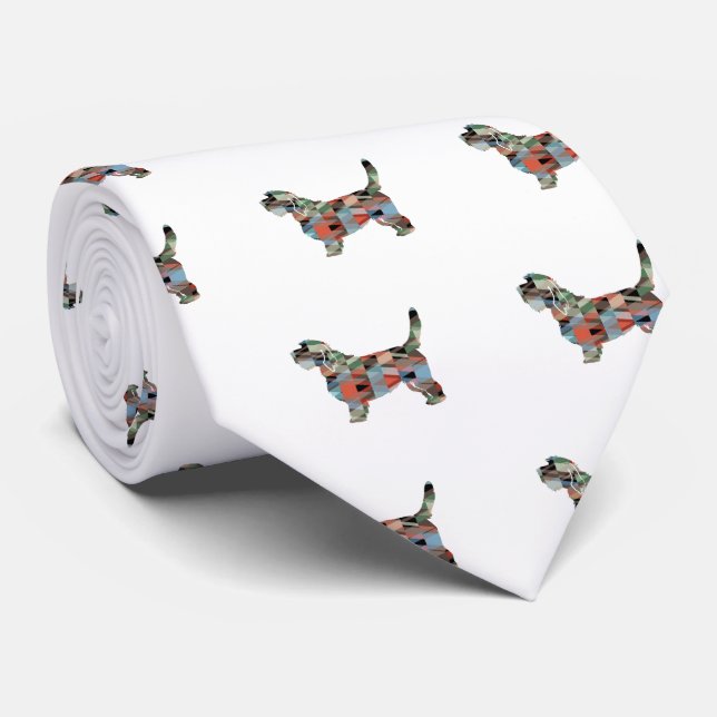 Basset Griffon Vendeen Dog Breed Geo Plaid Tie (Rolled)