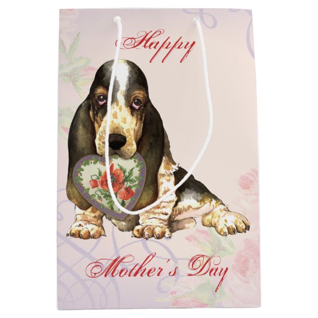 Basset Heart Mum Medium Gift Bag (Front)