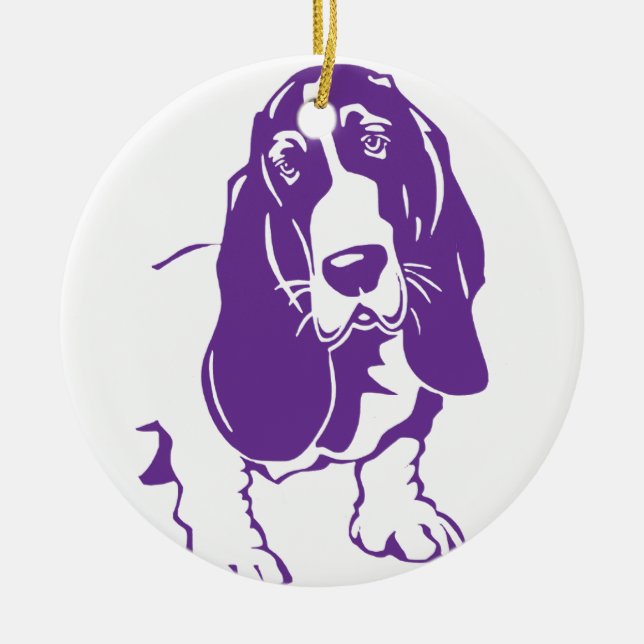 BASSET HOUND [13] CERAMIC TREE DECORATION (Front)