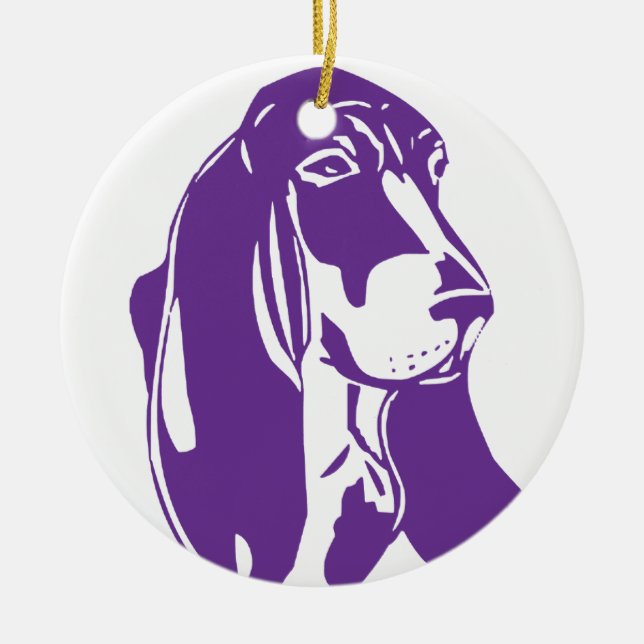 BASSET HOUND [22] CERAMIC TREE DECORATION (Front)