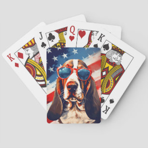 Basset Hound 4th of July Independence day Playing Cards
