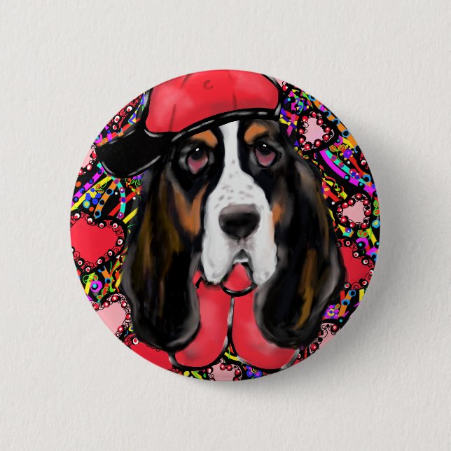 Basset Hound 6 Cm Round Badge (Front)