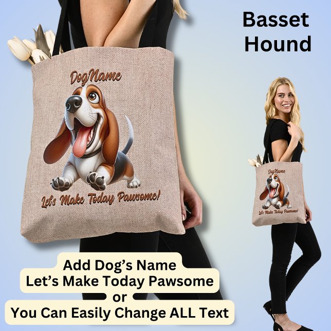 Basset Hound - Add Dog's Name, Change Text Tote Bag (Creator Uploaded)