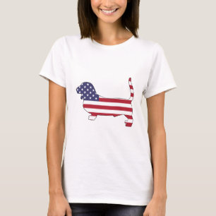 Basset hound "American flag" T-Shirt