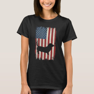 Basset Hound American Flag Usa Dog  Puppy Us T-Shirt