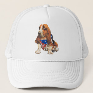 Basset Hound American Patriotic Trucker Hat