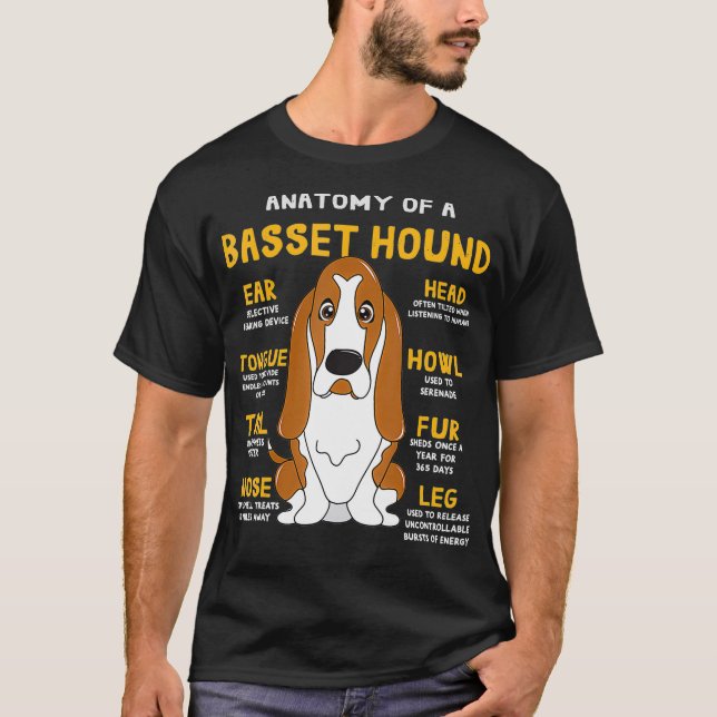Basset Hound Anatomy Funny Dog Mum Dad Cute Gift T-Shirt (Front)