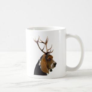 Basset Hound and Antlers Coffee Mug
