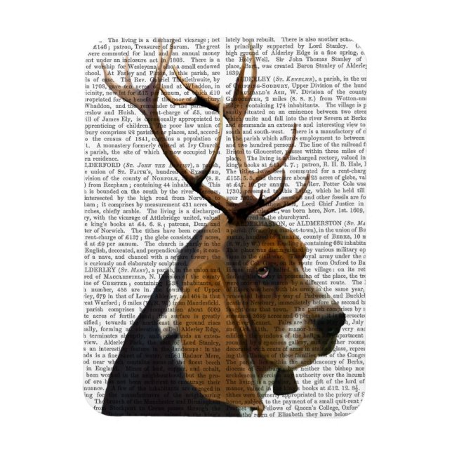 Basset Hound and Antlers Magnet (Vertical)