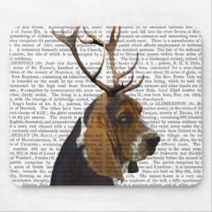 Basset Hound and Antlers Mouse Mat