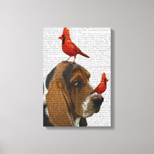 Basset Hound and Birds Canvas Print