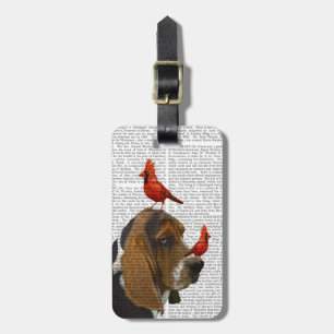 Basset Hound and Birds Luggage Tag