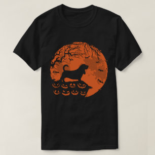 Basset Hound And Moon Halloween Dog Lover Gift T-Shirt