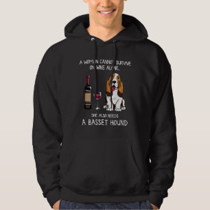 Basset Hound And Wine Dog Fitted Hoodie