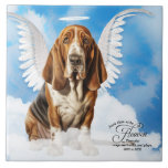 Basset Hound Angel Dog Personalised Pet Memorial Tile<br><div class="desc">A beautiful addition to a room, add a wooden frame during check out or place the tile out in the garden to remember your beloved Basset Hound dog with this angel dog floating on clouds with a halo and a sweet message that you personalise with dog's name, years with you...</div>
