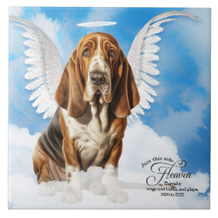 Basset Hound Angel Dog Personalised Pet Memorial Tile