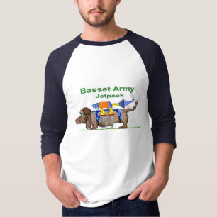 Basset Hound Army - Jetpack, Pop Art by Jon David T-Shirt