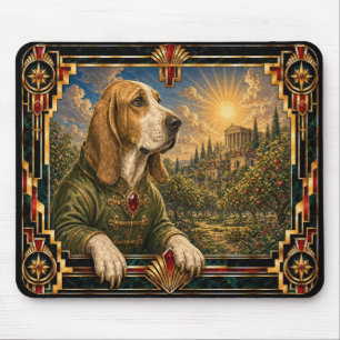 Basset Hound, Art Deco Dog Mouse Mat