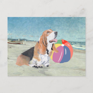 Basset Hound at the Beach Postcard