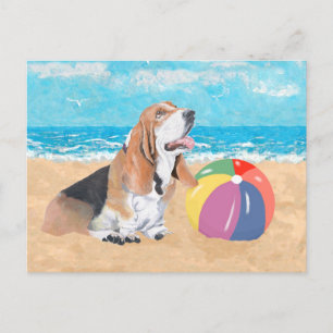 Basset Hound at the Beach Postcard