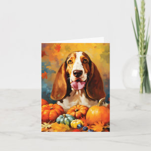 Basset Hound Autumn Thanksgiving Card