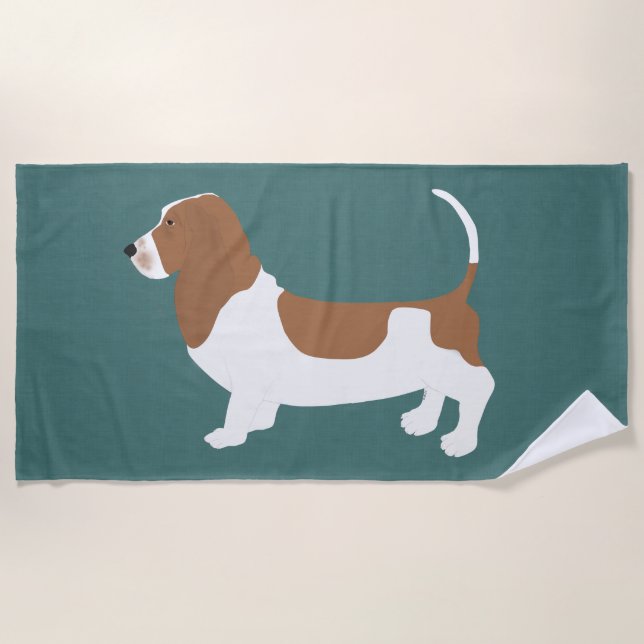Basset Hound Beach Towel (Front)