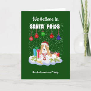Basset Hound Believe Santa Paws Christmas Holiday Card