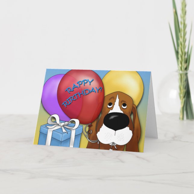 Basset Hound Birthday Card (Front)