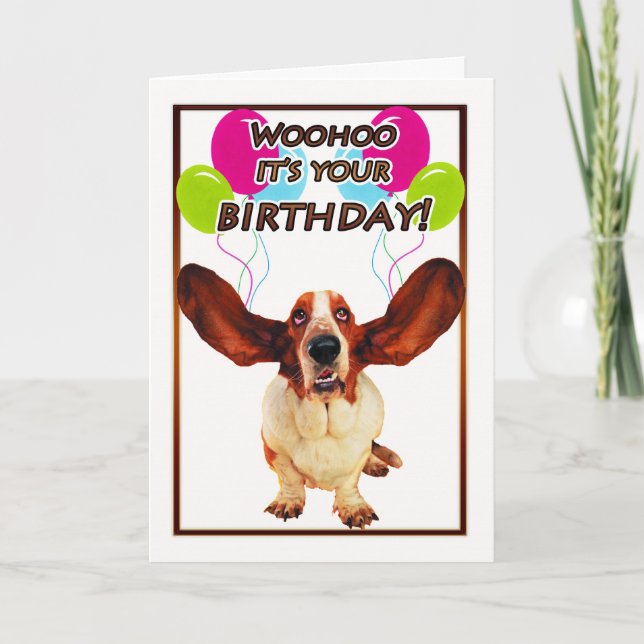 basset hound birthday card - woohoo it's your birt (Front)