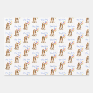 Basset Hound Birthday Dog Wrapping Paper Sheet