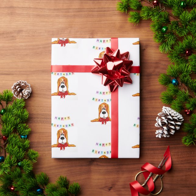 Basset Hound Birthday Wrapping Paper (Holiday Gift)