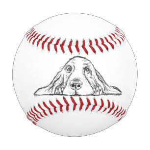 basset hound black white simple puppy dog eyes   baseball