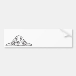 basset hound black white simple puppy dog eyes  bumper sticker