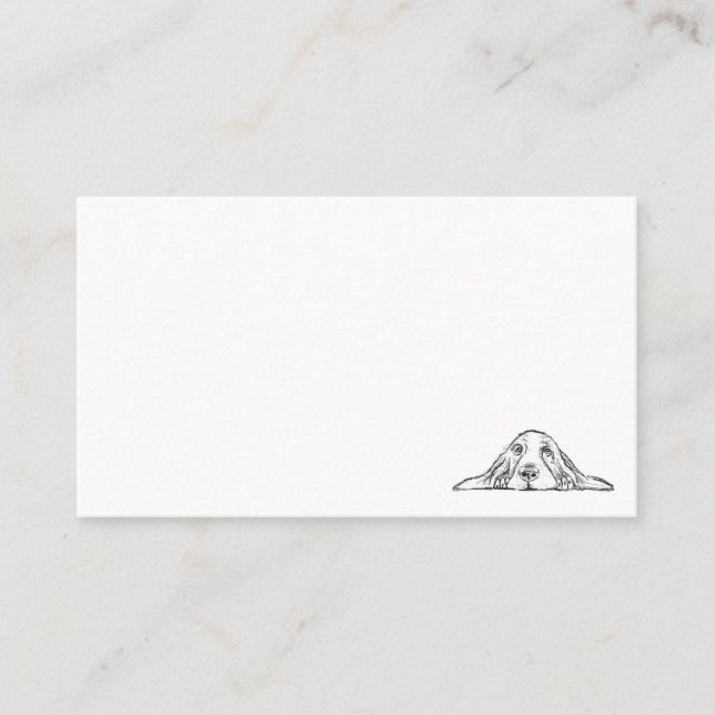 basset hound black white simple puppy dog eyes  business card (Front)