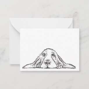 basset hound black white simple puppy dog eyes  card