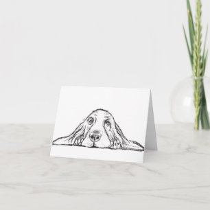 basset hound black white simple puppy dog eyes  card