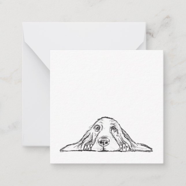 basset hound black white simple puppy dog eyes  card (Front)