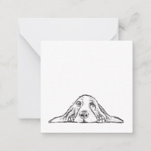 basset hound black white simple puppy dog eyes  card
