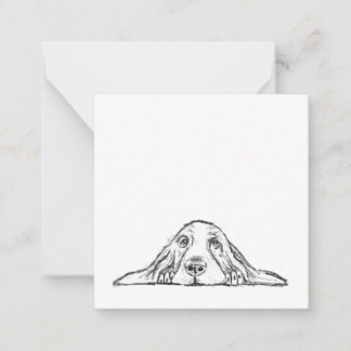 basset hound black white simple puppy dog eyes card