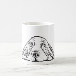 basset hound black white simple puppy dog eyes  coffee mug