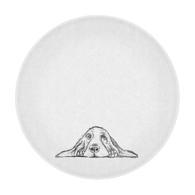 basset hound black white simple puppy dog eyes  cutting board (Front)