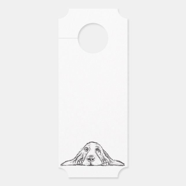 basset hound black white simple puppy dog eyes  door hanger (Front)