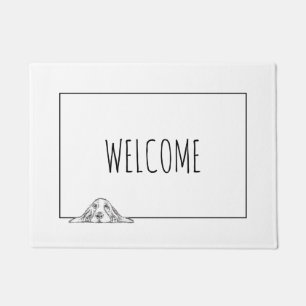 basset hound black white simple puppy dog eyes doormat
