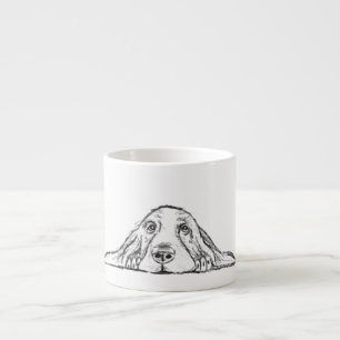 basset hound black white simple puppy dog eyes  espresso cup