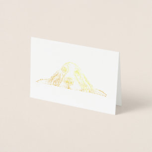 basset hound black white simple puppy dog eyes foil card