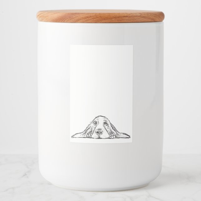 basset hound black white simple puppy dog eyes  food label (Front)